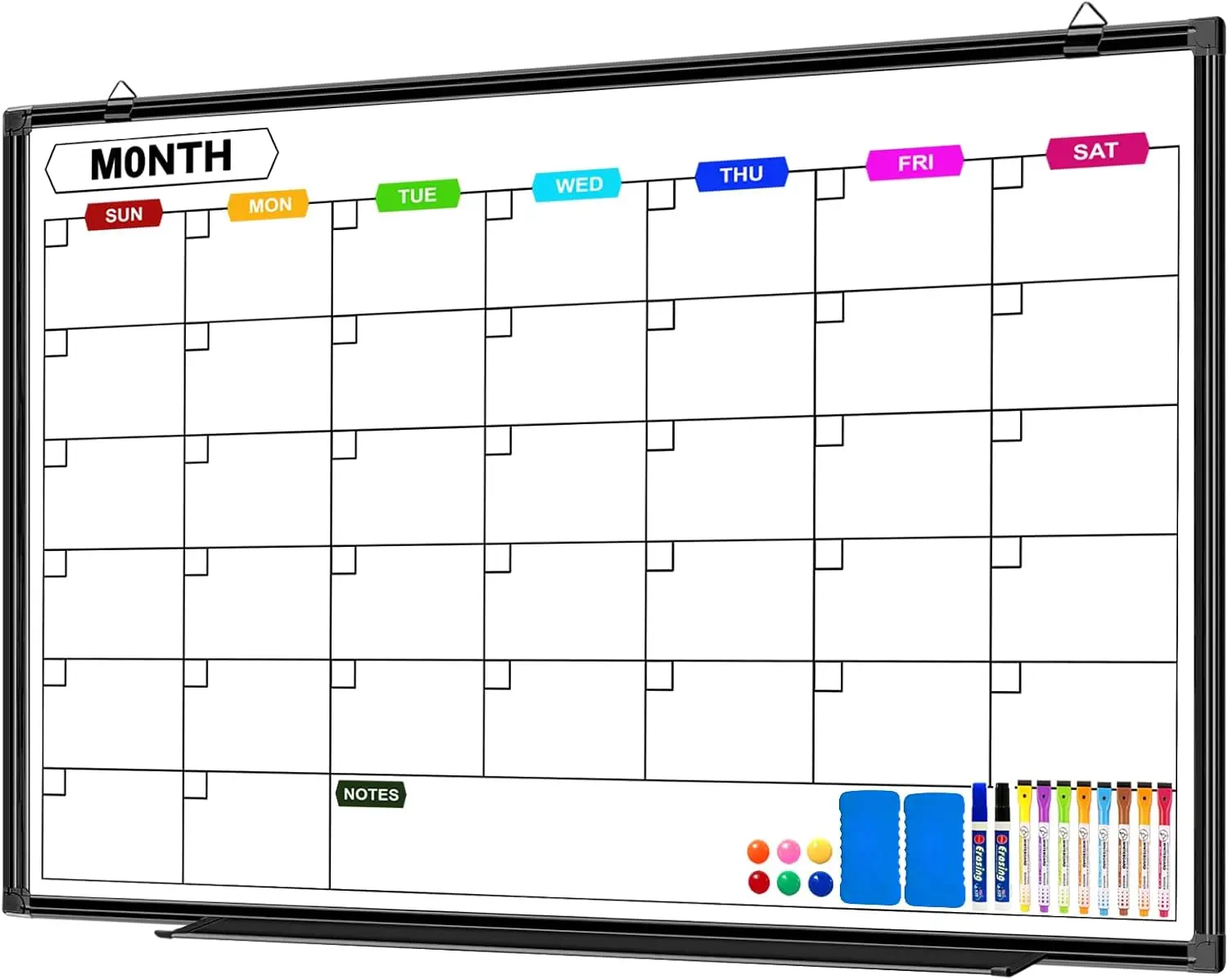 

Dry Erase Calendar Whiteboard 36" x 24", Magnetic Monthly White Board with Tray, Black Aluminum Frame for Office Home School