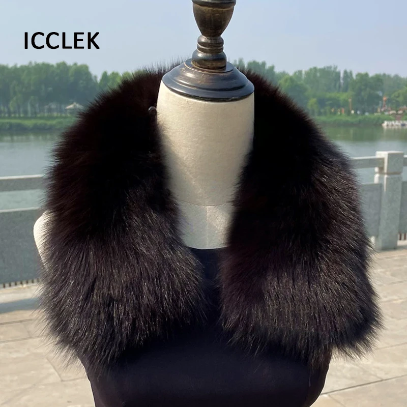 100% Real Fox Fur Collar For Women Men\'s Coat And Jackets Winter Warm Genuine Fur Scarf Clothing Accessories Fur Collar Square