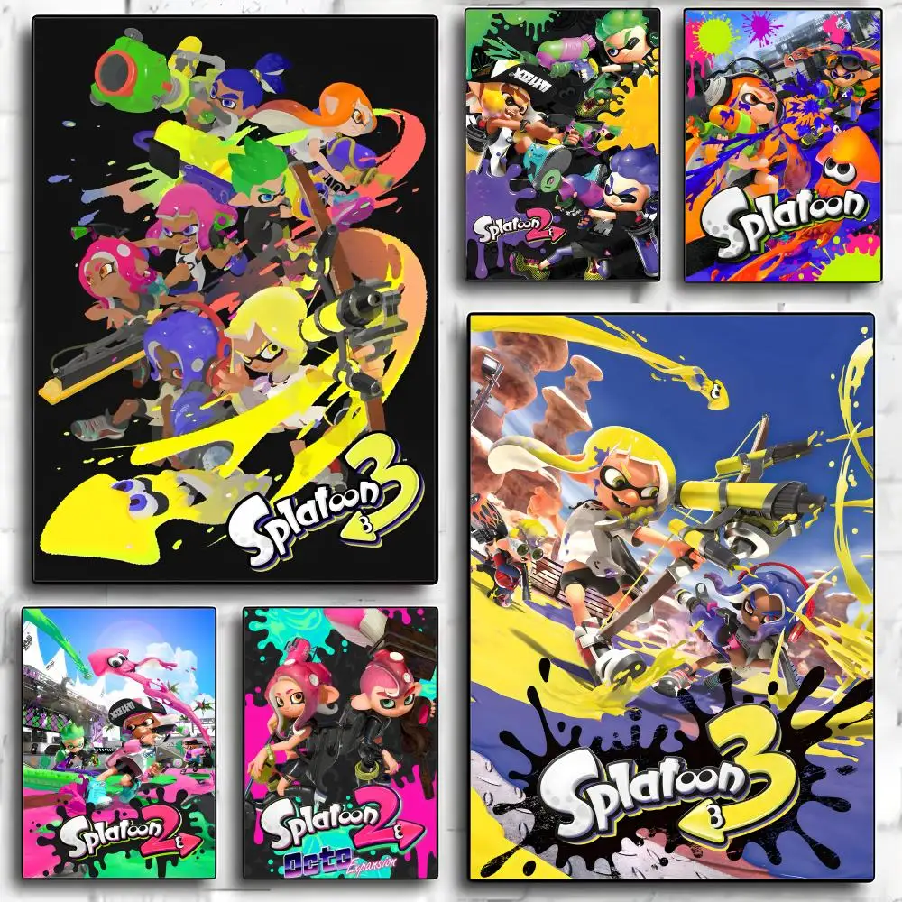Game S-splatoon 3 Poster Modern PP Paper Wall Art Sticker Minimalist Decorative for Cafe Office Bar Home Wall Decor Gift