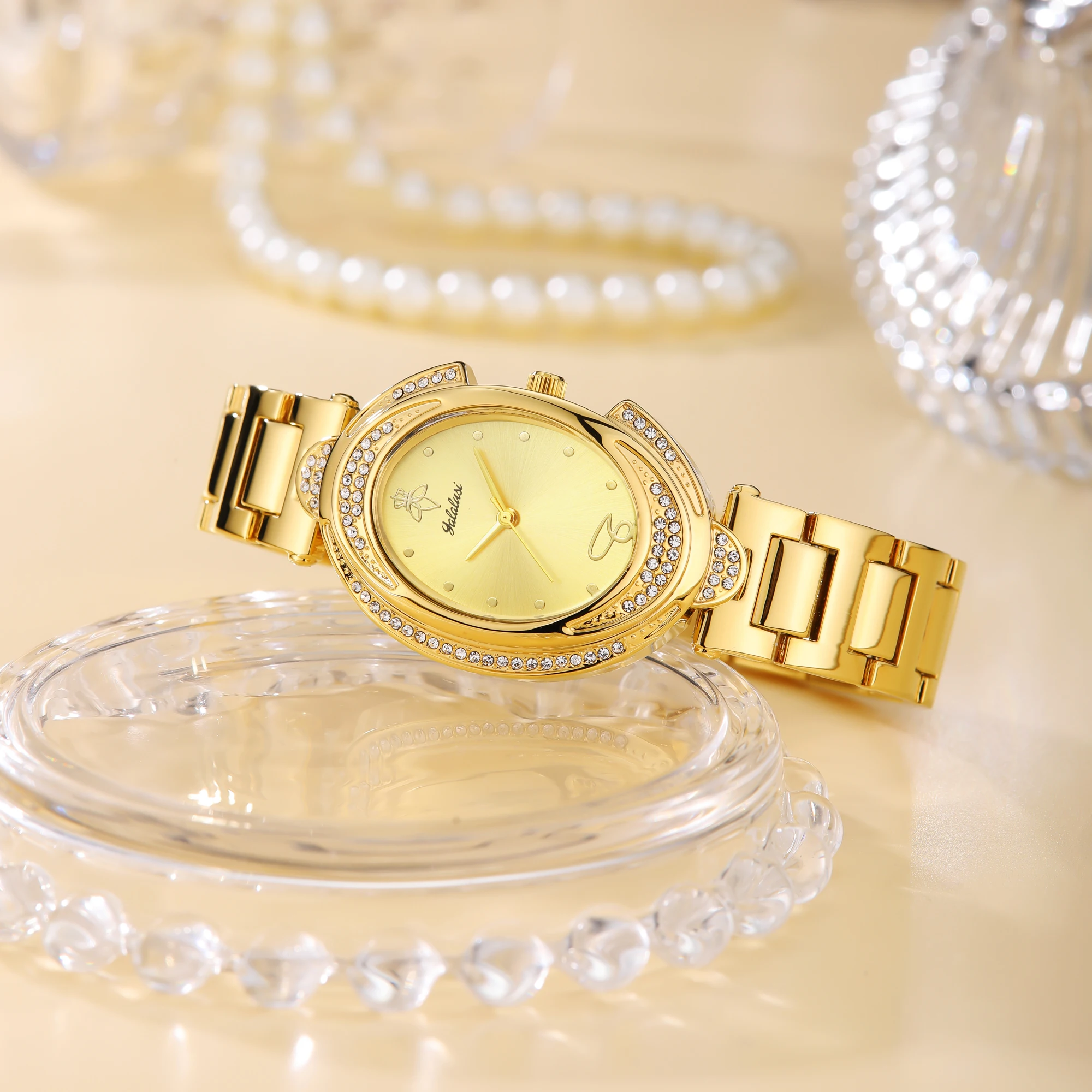 Ladies' Watches Luxury Brand Oval Quartz  Women Vintage Elegant Waterproof Golden Steel Bracelet Wristwatch Pigeon Egg Oval Dial