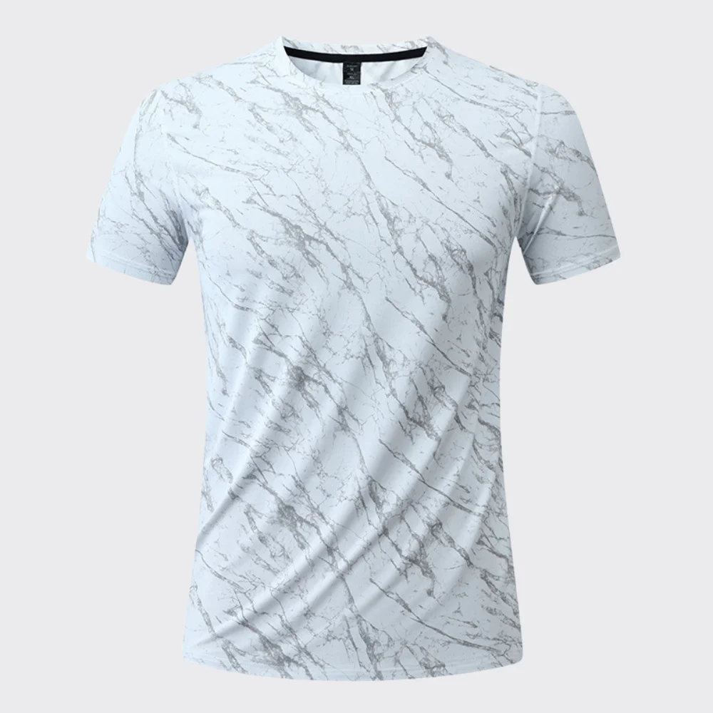 Summer Men's Quick-Dry Fitness T-Shirt Short Sleeve Male Gym Fitness Sports Elastic Tops Man Running Bodybuilding Sweatshi Tee view 5