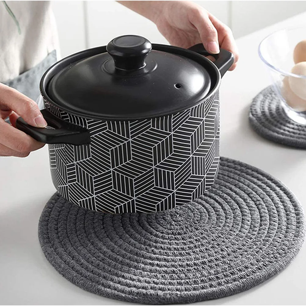 

5pcs Potholders 25cm Deep Gray Heat Resistant Table Mats Coasters Soup Pot Placemats Pot Holders Kitchen Dining