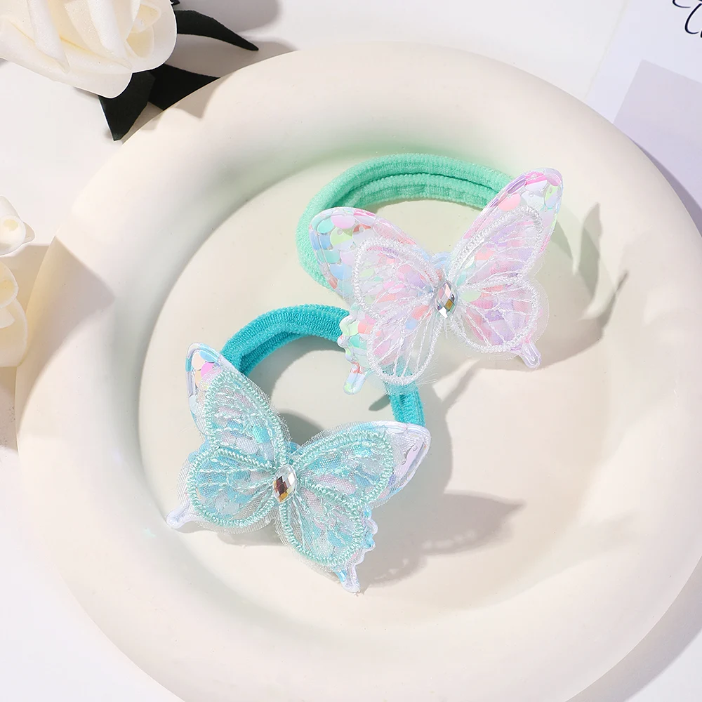 Children Hair Bands Girls butterfly Elastic Hair Ties Baby Head Rope 6 color Kids Small Cute girls Hair Accessories