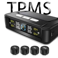 Sistema de Monitor de alarma de presión de neumáticos de coche TPMS Universal, pantalla de 4 sensores, advertencia de temperatura de presión de neumáticos inteligente Solar