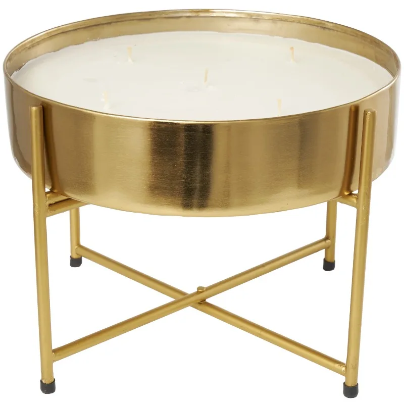 

Gold Metal Jasmine Scented Wide 110 oz 5 Wick Candle with White Wax