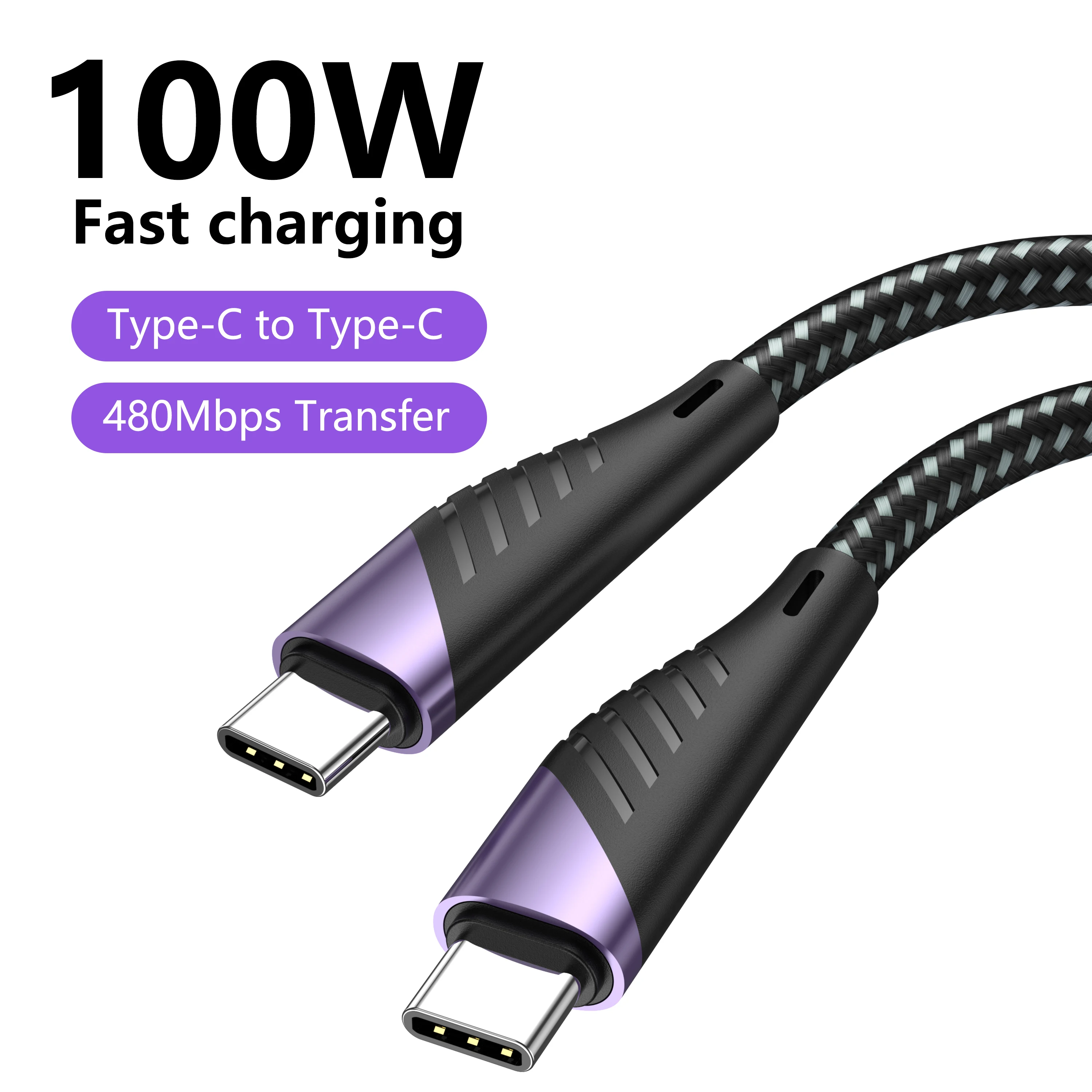 

PD100W Fast Charging Type C Cable To USB C Cable For iPhone 17 16 15 Samsung S24 S23 Xiaomi 17 Quick Charge Type USB C Data Cord