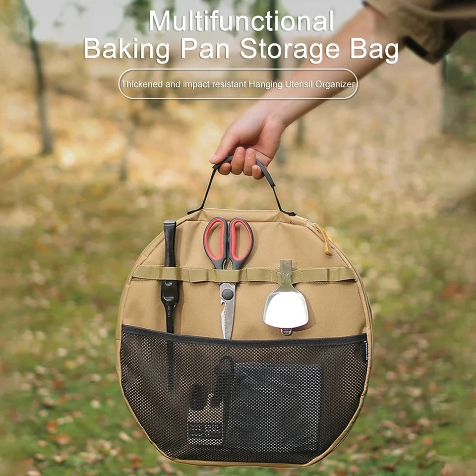 Portable Grill Pan Storage Bag Camping Cast Iron Pot Carry Bag Picnic Cookware Pouch Frying Pan Organizer Bakeware Tote Bags