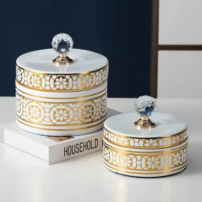 Crystal Ball Jewelry Box Ceramic Storage Jar Desktop Storage Organization Box Porcelain Decorative Tank Home Decoration