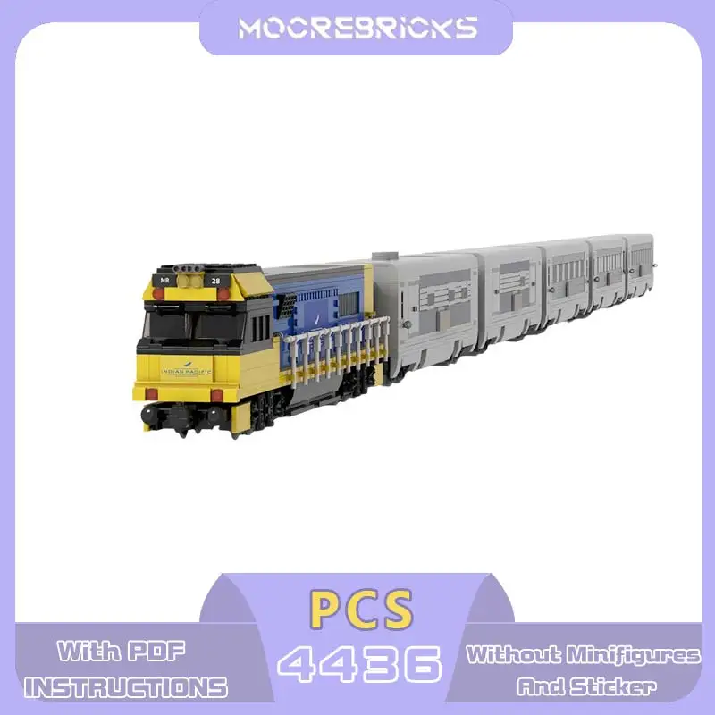 

MOC 8 Wide Indian Pacific Train Building Blocks Motorised Luxury Australia Railway Passenger Carriage Locomotive Bricks Gift