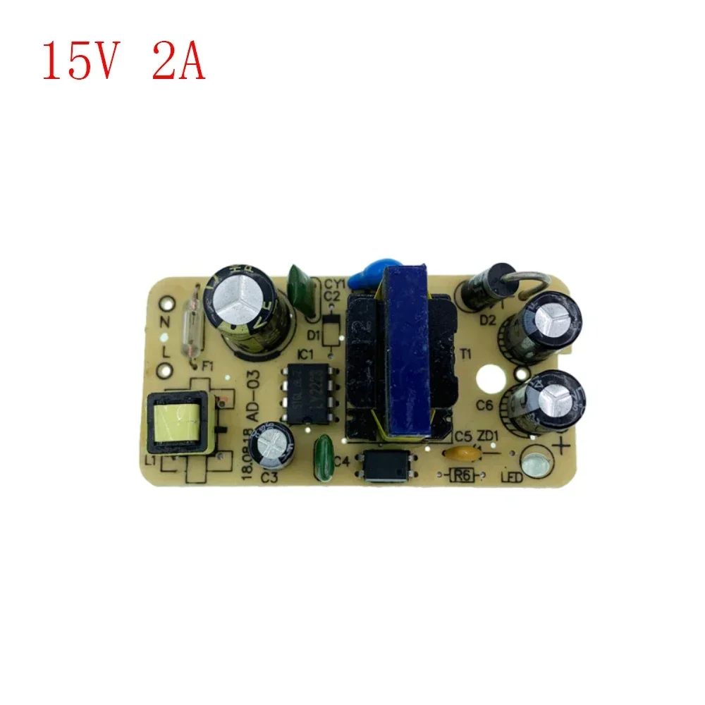 

DC15V 2A Switching Power Supply Module AC-DC Power Supply Board AC100-240V to DC15V 2A Power Supply Module 85% Work Efficiency