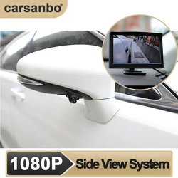 Carsanbo 5Inch 1080P Car Side View Camera System For Front Wheel Left Or Right View DIY Install Camera Adjustable Angle With LED