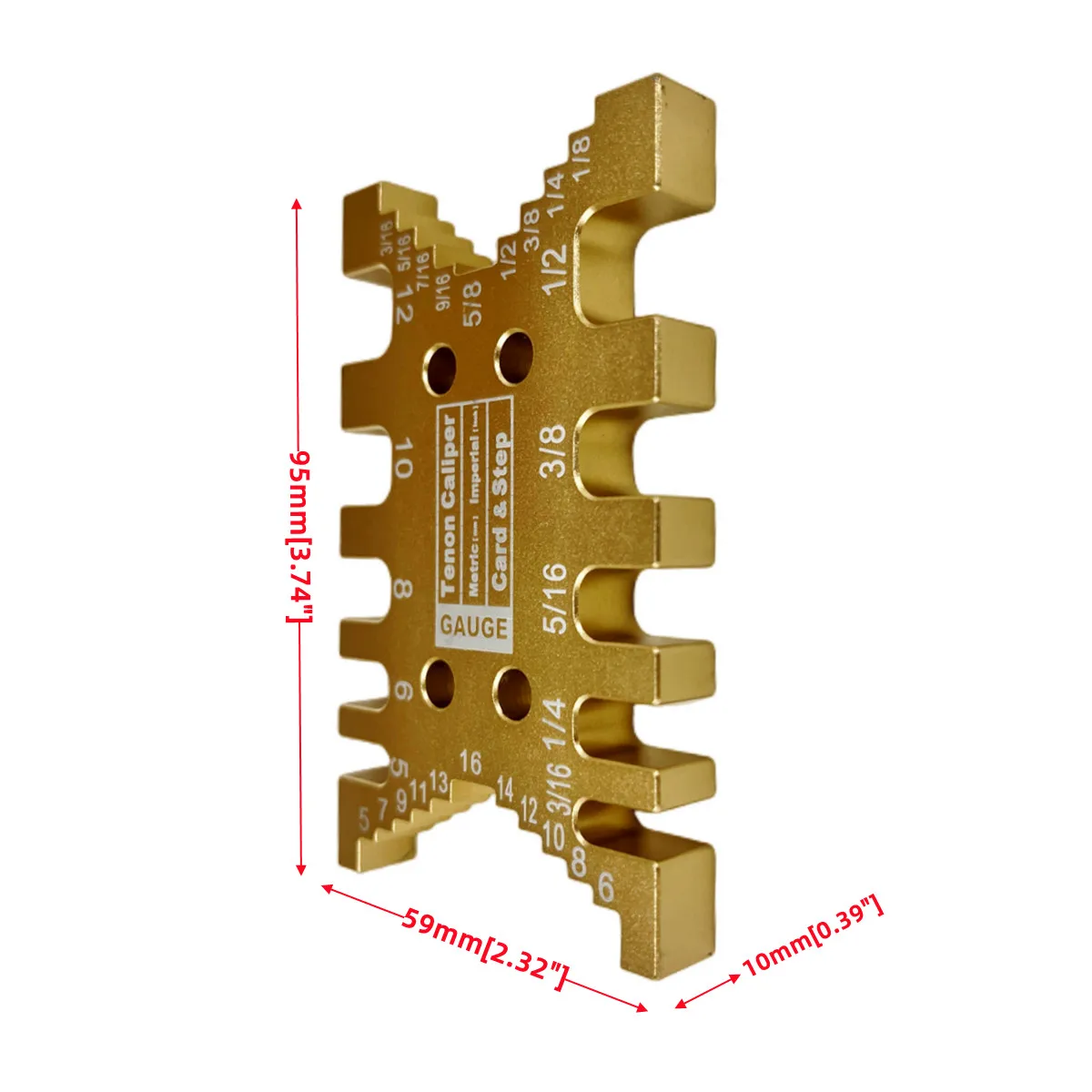 Woodworking Tenon Gaps Gauge Measuring Card Workbench Tenon Cutter Ruler Router Bit Height Gauge Metric/Inch Tenon Caliper