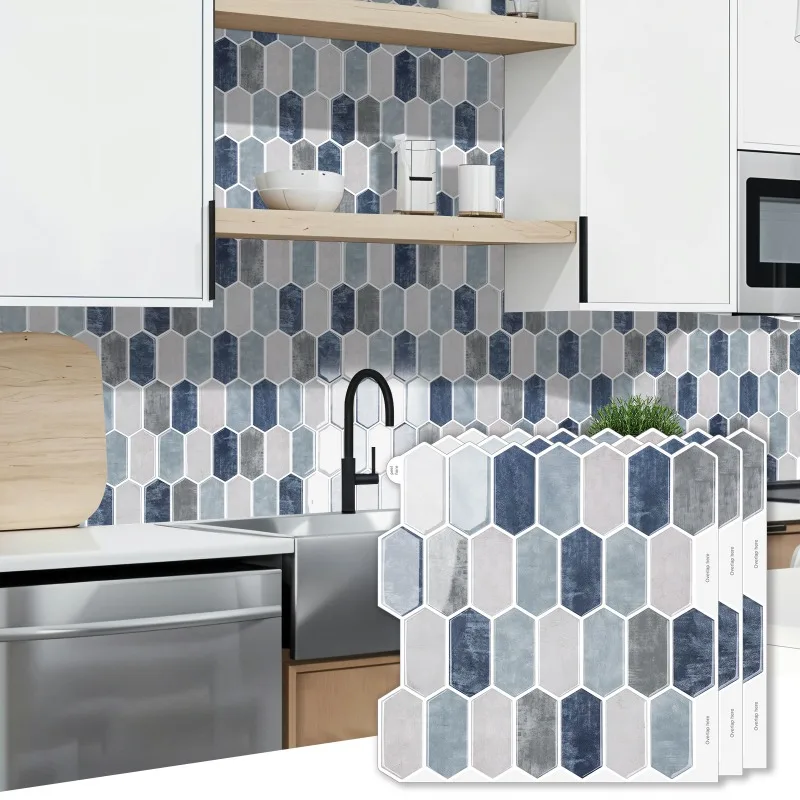 Autocollants muraux pour carrelage de cuisine, 6 pièces, haute température et étanche, goutte de colle 3D, aucune Construction requise