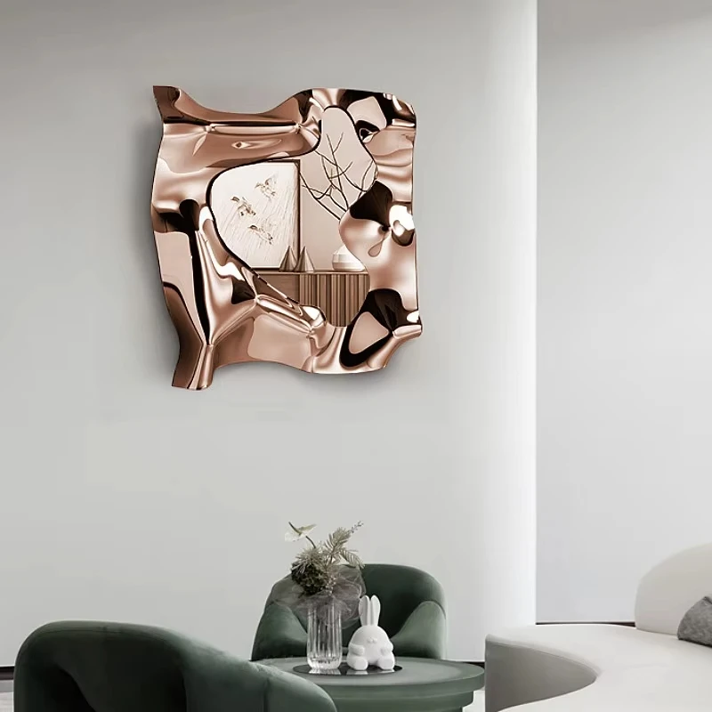 High Quality Stainless Steel Wave Mirror Wall decoration, Creative Alien Metal Art Sculpture, for Shop, Hotel and Home ZY105AM