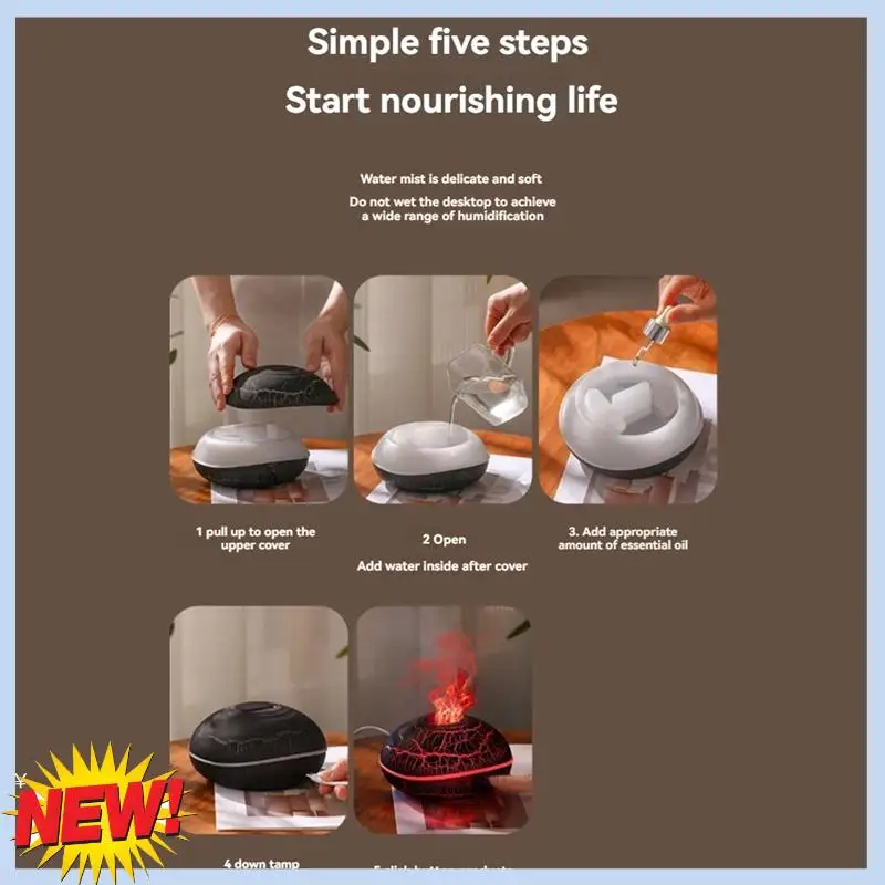 AT14 Colorful Volcano Diffuser Humidifier USB Fragrance Scent Essential Oils Diffusers With Auto-Off Protection Cool Mist Diffus