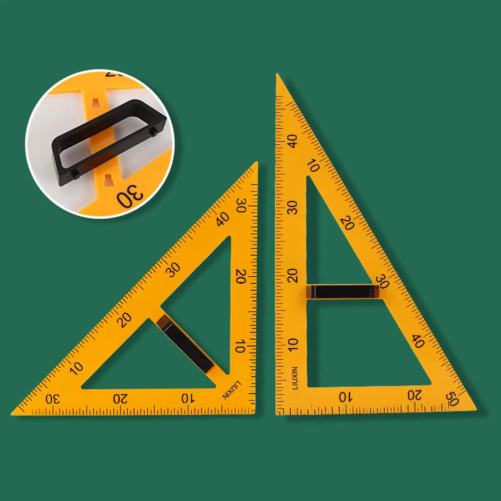 2Pcs Large Triangle Ruler with Removable Handle Clear Scale Learning Supplies Multifunction Teaching Equipment for Chalkboard