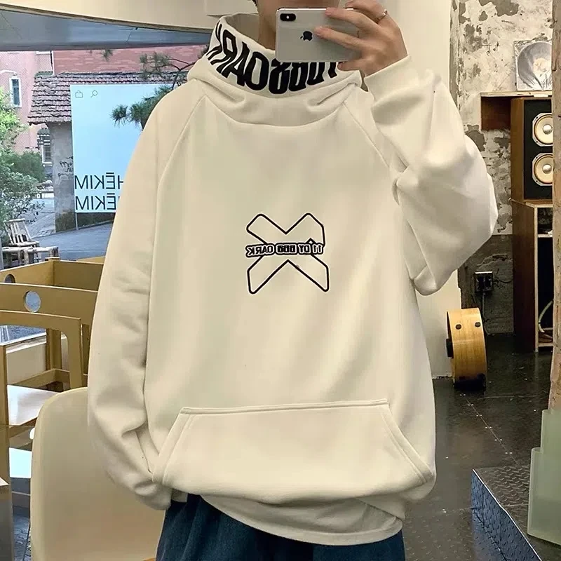 Hip Hop Hoodie Men Women Letter Print Turtleneck Sweatshirt 2023 Hot Fashion Streetwear Fleece Pullover Hoodies Clothing