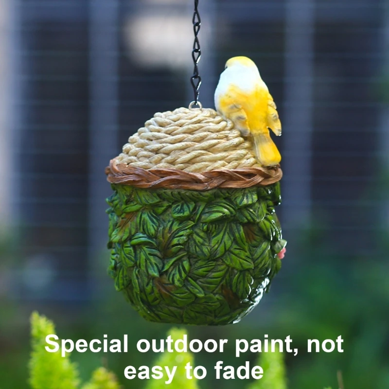 Backyard Bird Nest Hanging Bird House Nest Outdoor Wildlife Birds Resin Shelter