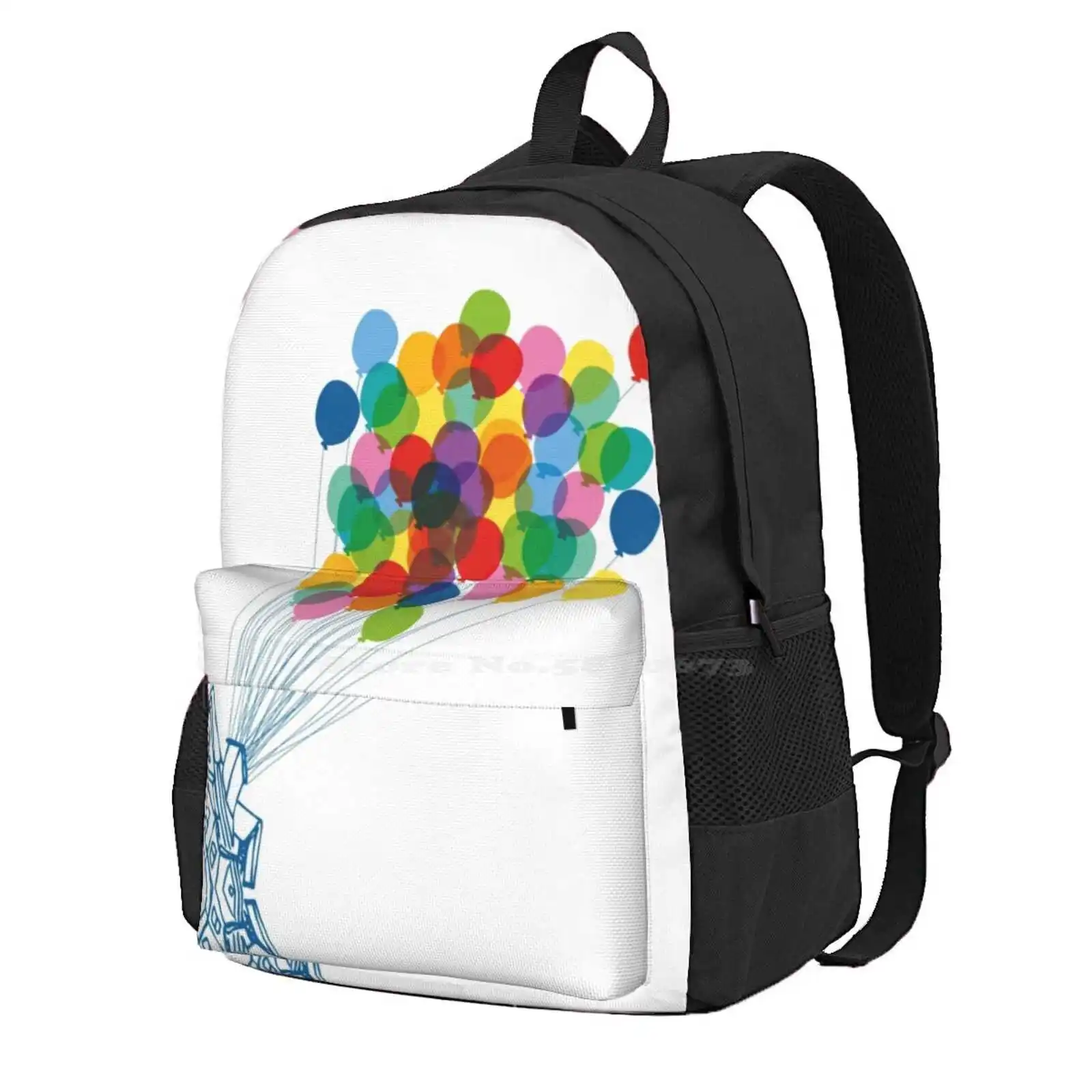 Up There - Up Hot Sale Schoolbag Backpack Fashion Bags Pixar Up Lahaut House Sky Balloons Fly Away Multicolor Colors Mongolfier