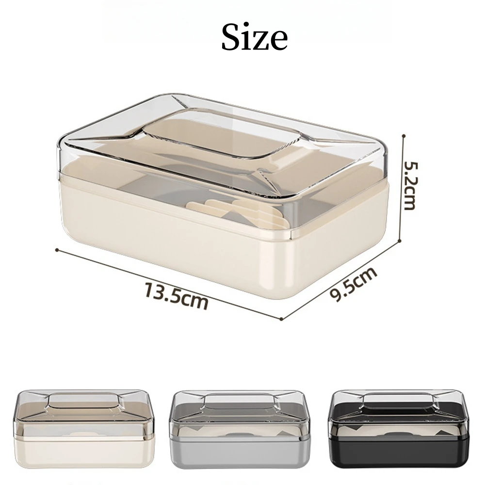 Bathroom Waterproof Soap Box Travel Portable Countertop Soap Box Creative Transparent Plastic Soap Storage Box With Lid Case