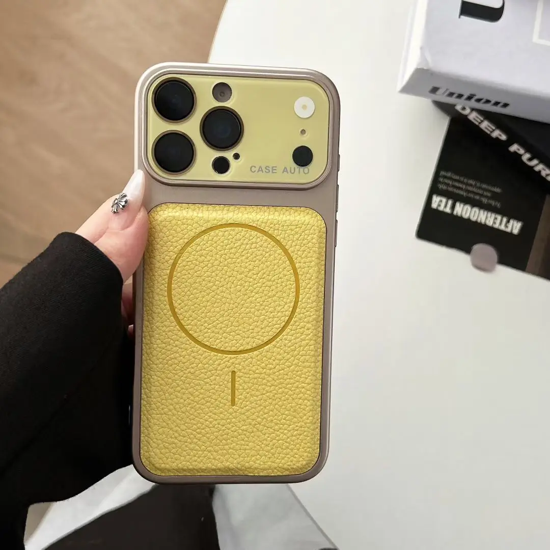 

Fashion Leather Texture Magnetic Phone Case For iPhone 17 Pro Max 16 15 14 13 12 For Magsafe Shockproof Bumper Cover