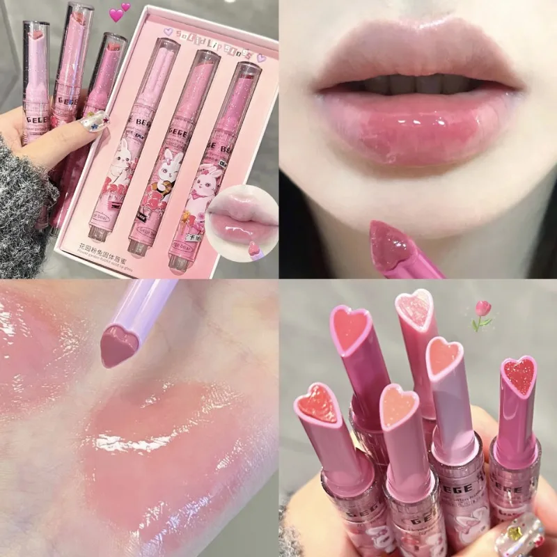 Waterlicht Spiegel Lippenstift Pen Glitter Lip Tint Langdurige Vochtinbrengende Liefde Hartvorm Effen Lipgloss Make-Up Cosmetica