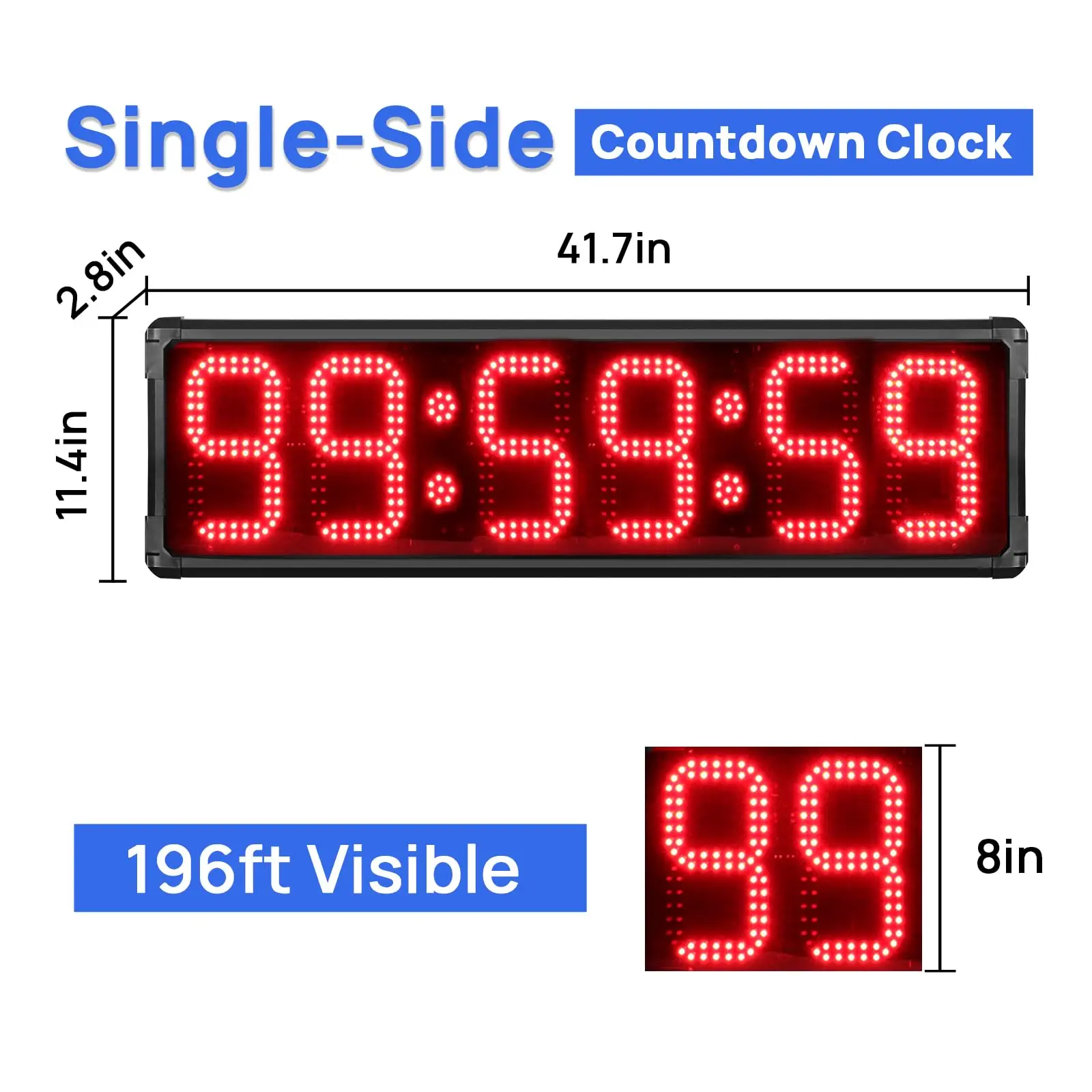 Waterproof LED Timer Clock with Remote & App Control 41.7” Countdown, Stopwatch, and Count Up Functions for Sports & Events