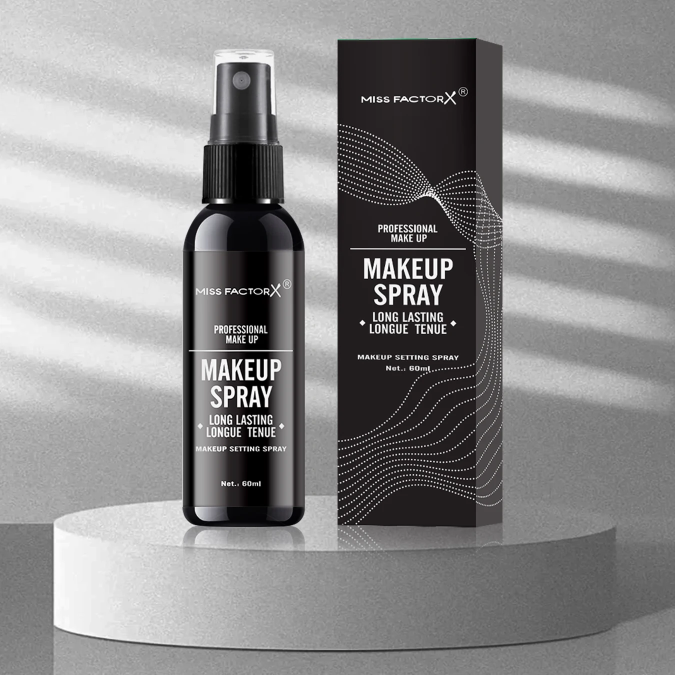 Professional lasting face makeup spray 60ml-waterproof, anti-sweat, oil control, anti-halo dyeing formula, matte makeup