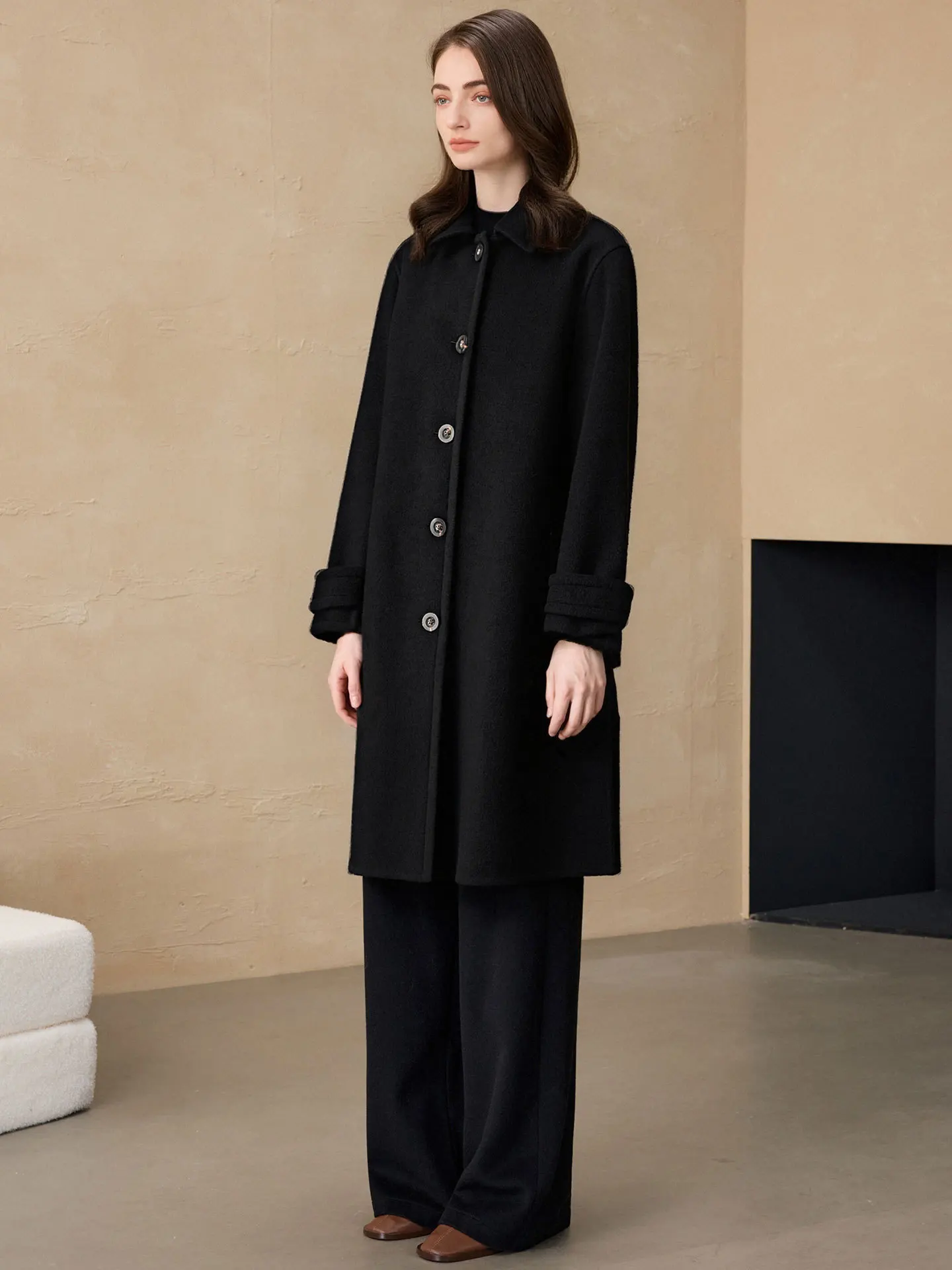 Allingentle Single-Breasted Women's Blazer Woolen Fashion Long Jacket Street Coat Suit Blazer for Daily Outfits Customize