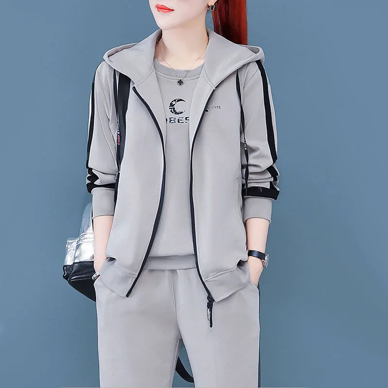 Spring Autumn Women Tracksuit Coats+Sweatshirts+Pants 3Pcs Suit Fashion Outfits Ladies Casual Clothing Sets Loose Sportswear