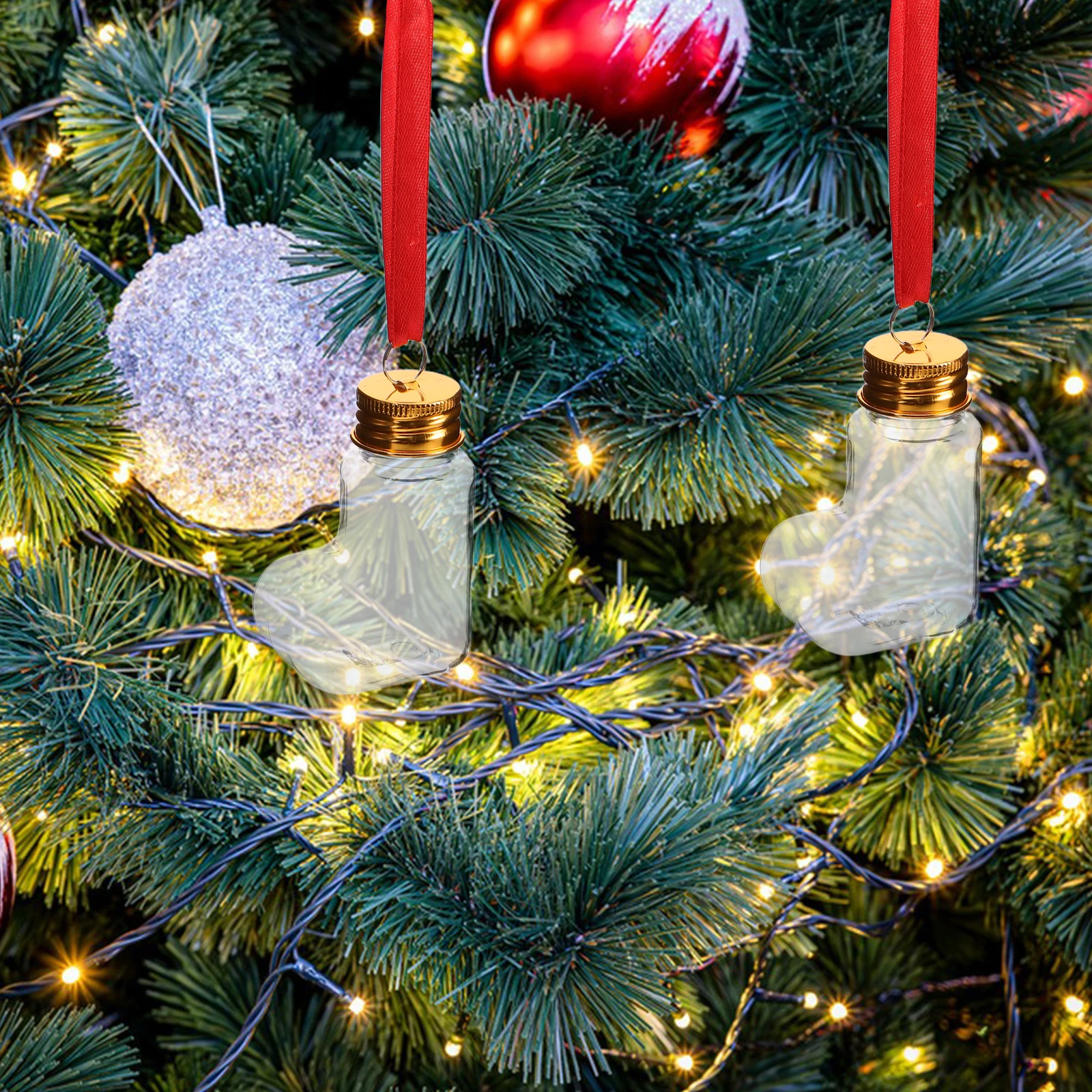 

14pcs Transparent Candy Bottles: 50Ml Plastic Fillable Christmas Ornaments Sock-Shaped Clear Baubles For Holiday Treat