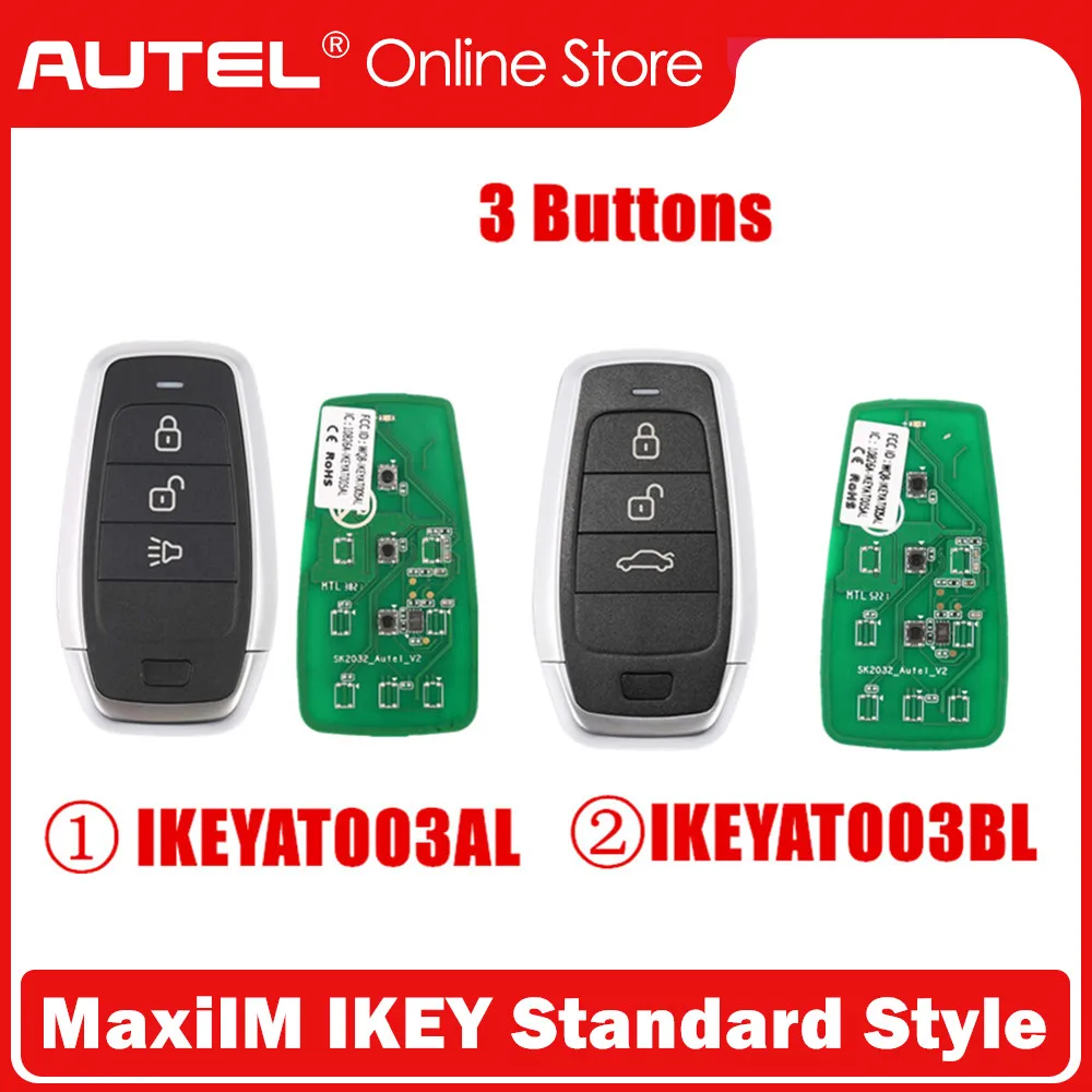 

AUTEL MAXIIM IKEY Standard Style IKEYAT003AL/IKEYAT003BL 3 Buttons Independent Smart Key (Lock/ Unlock/ Panic)