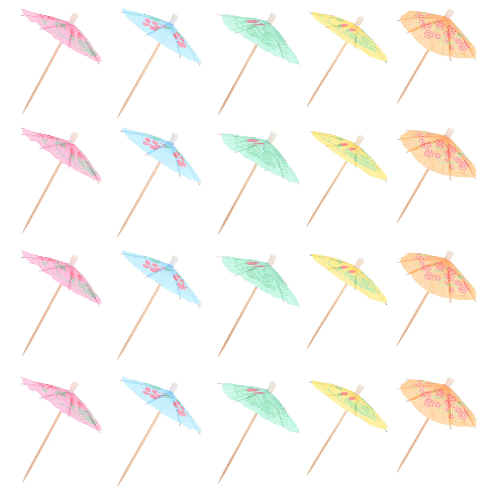 50pcs Cocktail Parasol Drink Umbrellas Paper Parasol Picks for Hawaiian Party Pool Party (Mixed Color)