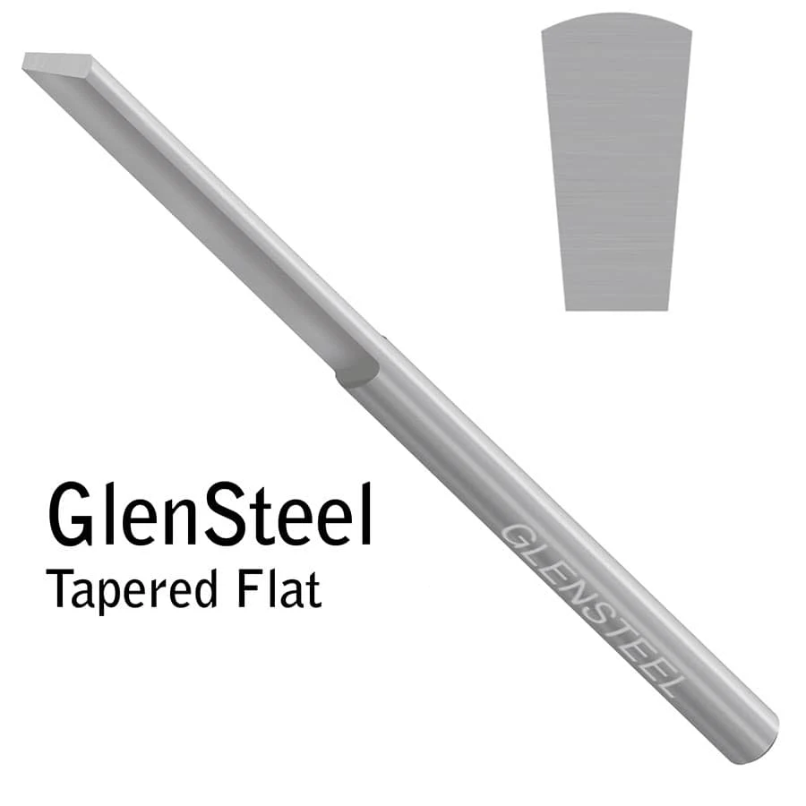 GRS GlenSteel Tapered Flat Graver #36-#45 Cobalt-Free HSS Engraving Tool for Background Removal & Bright Cutting, 1/8