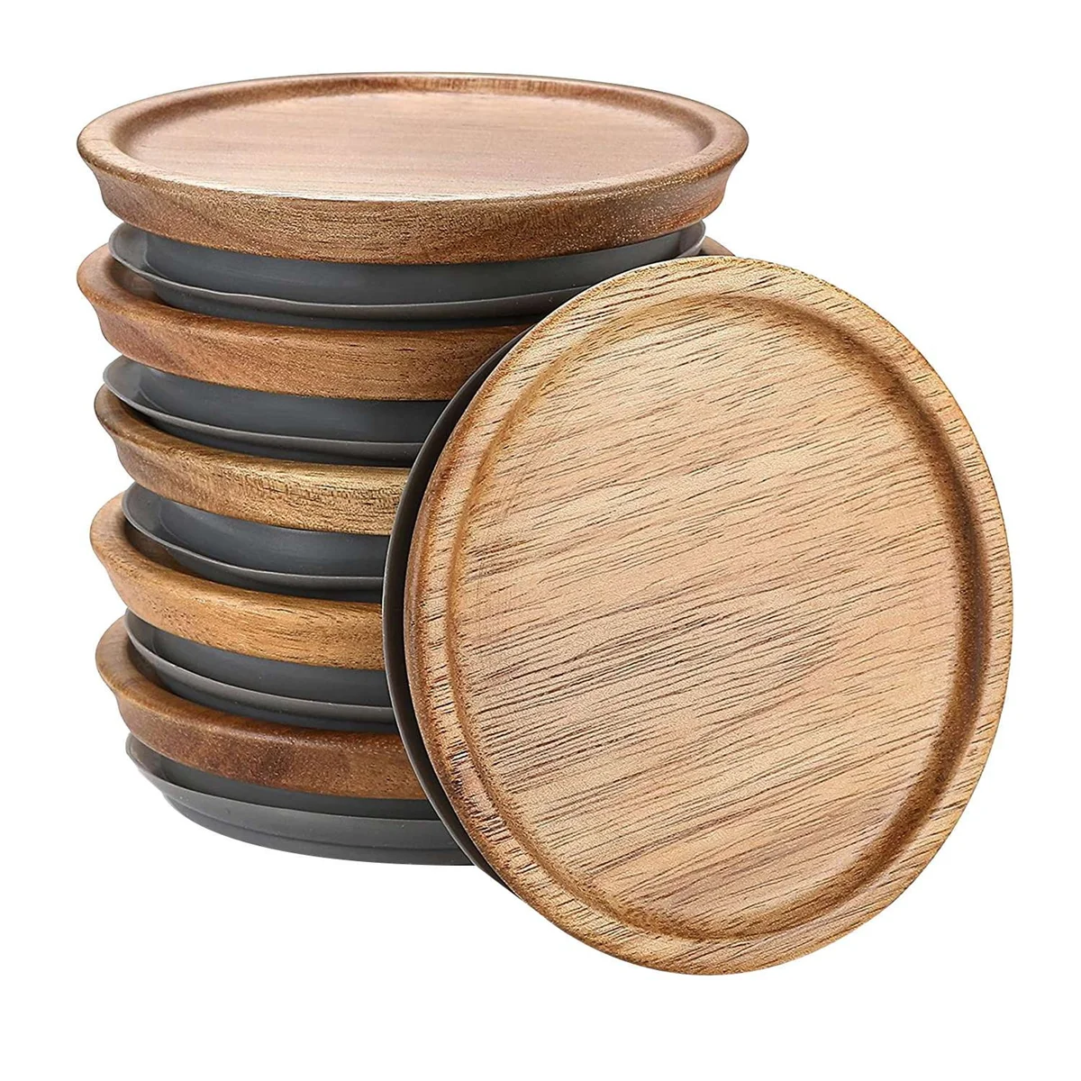 Juego de tapas de almacenamiento de madera selladas, tapas de madera para bolas, frascos Kerr, Material de grado alimenticio, herméticas para frascos de 89mm, paquete de 6