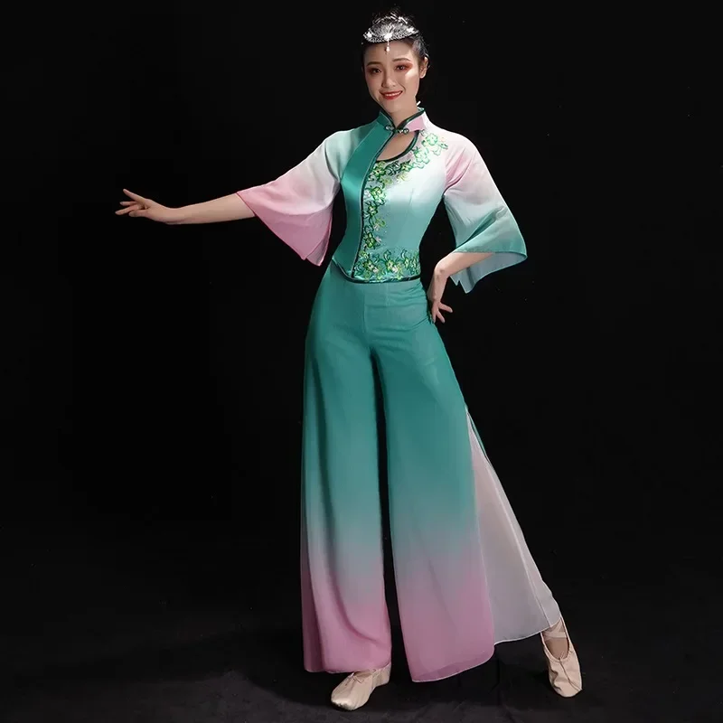 Female Fan Folk Elegant Hanfu Suit Han Chinese Clothing Yangko Dance Costume 12056 MN8