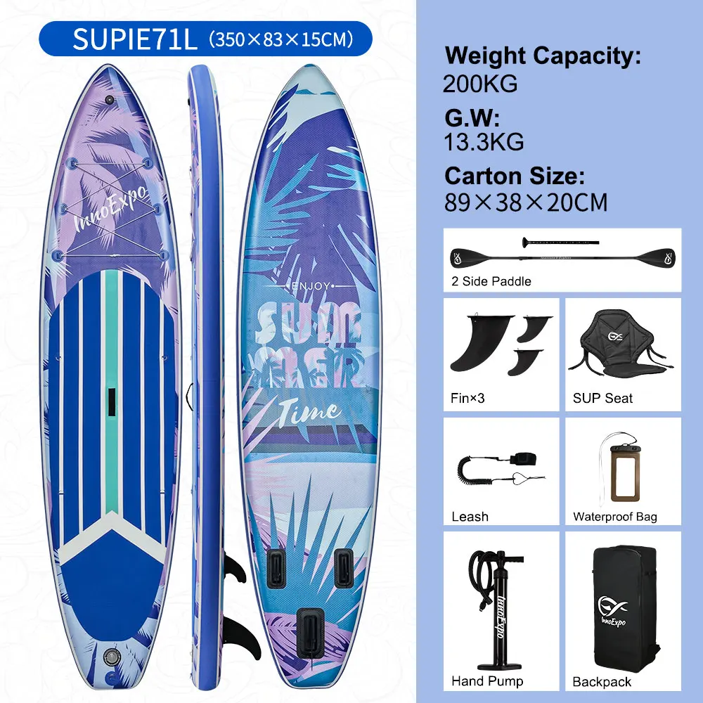 InnoExpo Aufblasbares Stand-Up-Paddleboard mit Zubehör, aufblasbares Paddelboard, Surf-SUP-Board, rutschfestes Wassersport-Paddleboard