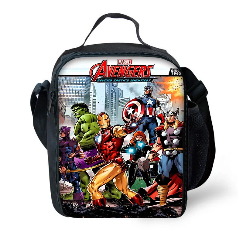 Marvel Cartoon Avengers Child Insulated Large Capacity Bag for Boy Girl Student Outdoor Picnic Resuable Thermal Cooler Lunch Box