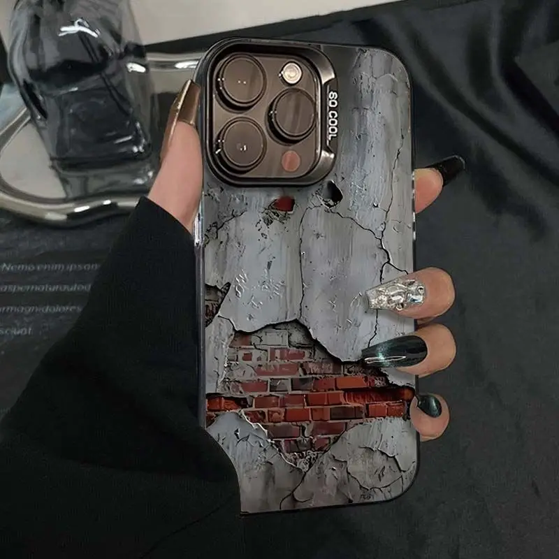 

Design of cement crack walls phone case for iPhone 16 15 14 13 12 11 Pro/ Max/Plus shock-proof rear cover anti-fingerprint