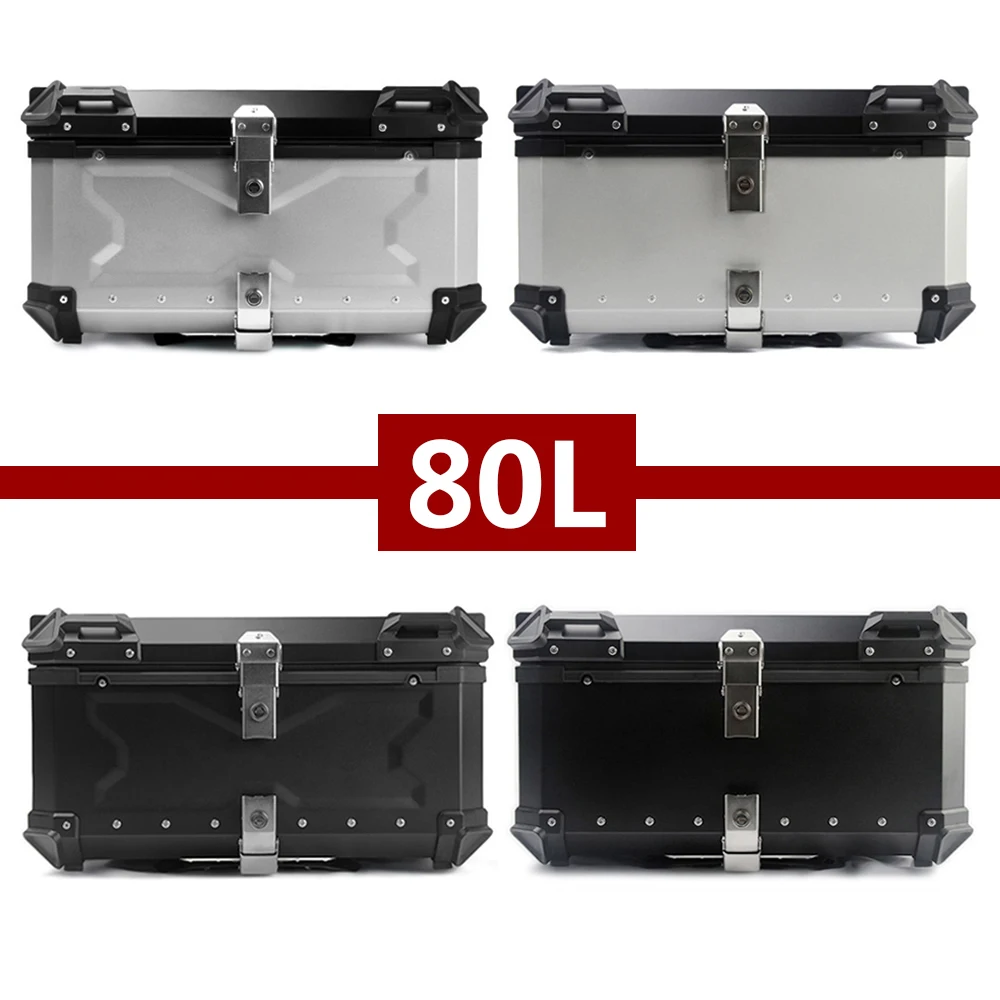 80L Motorcycle Aluminum Top Box Universal Motorcycle Tail Box Large Capacity Moto Travel Luggage Storage Rear Trunk 80L Top Case