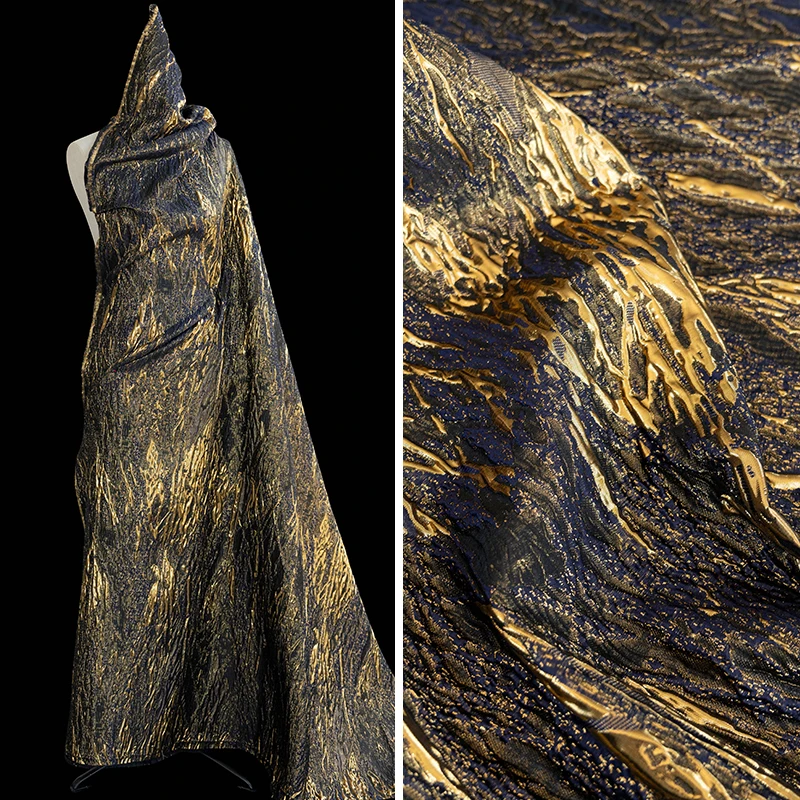 

Wine Red Undulating Veins Gilded Jacquard Fabric Three-dimensional National Style Coat Jacket Clothing Designer Diy Sewing Cloth