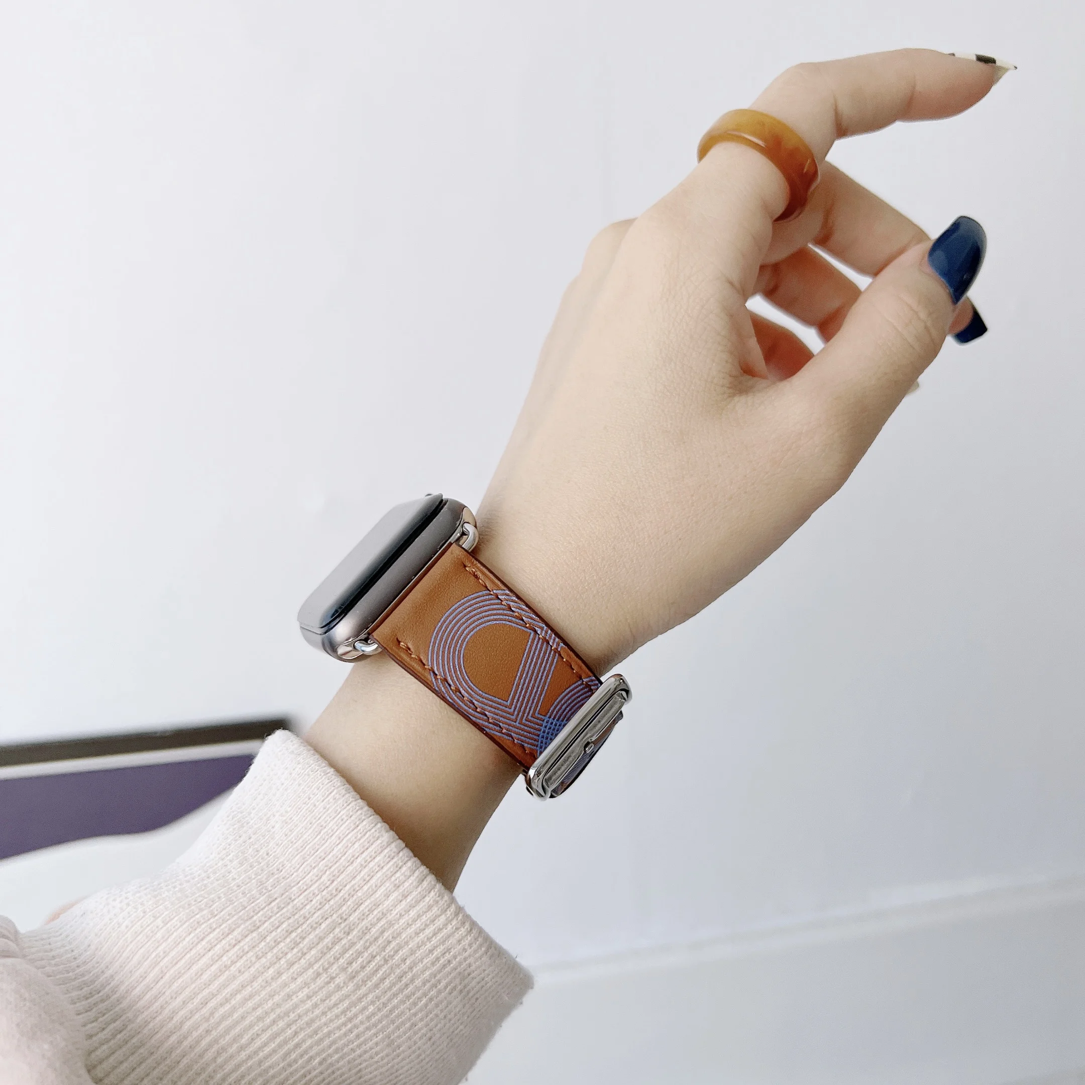 Кожаный ремешок для Apple Watch Band 49 мм 45 мм 41 мм 44 мм 42 мм 40 мм 46 мм Браслет-браслет для iWatch Ultra 10 9 8 7 6 5 SE Correa