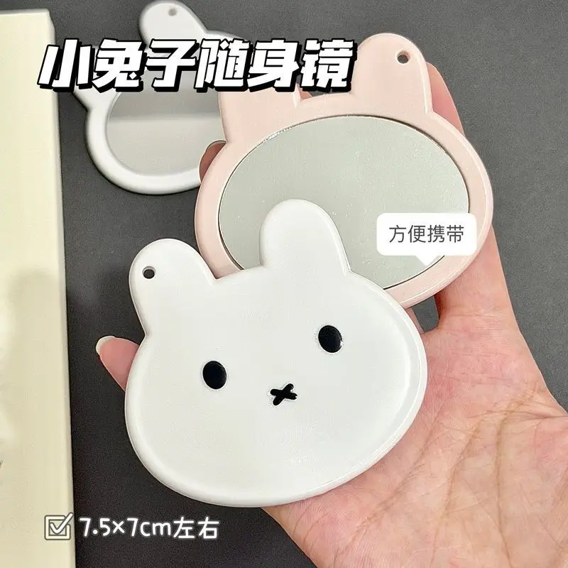 Kawaii Miffy Mirror Cute Cartoon Miffy Mirror Student Dormitory Portable Compact Korean-style Solid-colored Bunny Makeup Mirror
