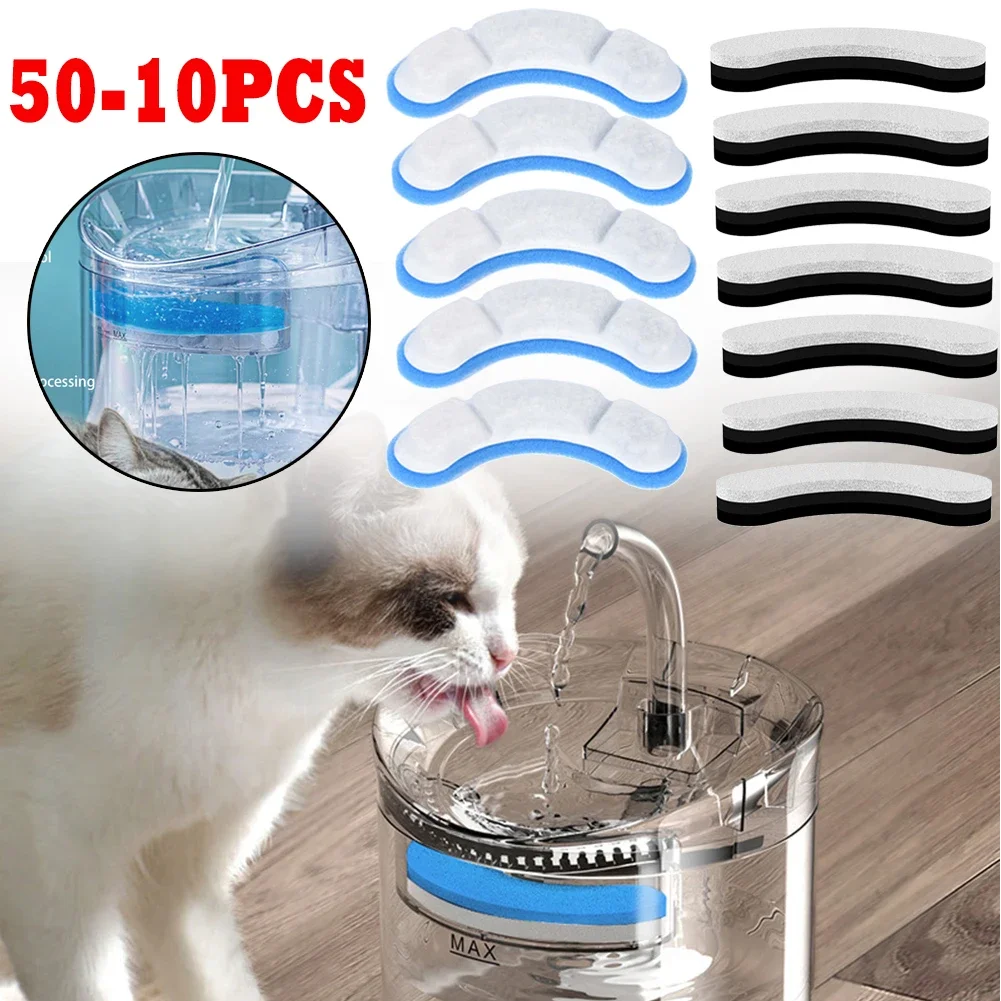 10-50pcs Cat Water Fountain Filters for WF050/WF060 Replacement Activated Carbon Filter for Pet Auto Drinking Feeder Accessories