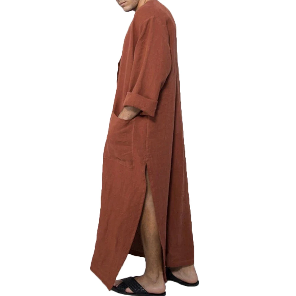 ヴィンテージムスリム男性イスラムアラビアジュバ・トーブローブ男性用長袖パキスタン・ドバイ・カフタン・アバヤポケットローブサウジアラビアドレス