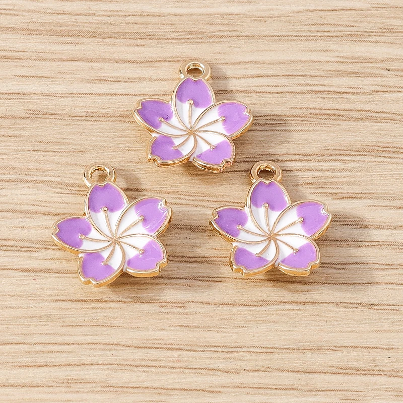 10 Stück Modische Bunte Emaille-Blumenanhänger für Schmuckherstellung, Ohrhänger, Halsketten, Armbänder, DIY-Bastelzubehör – Detail 31
