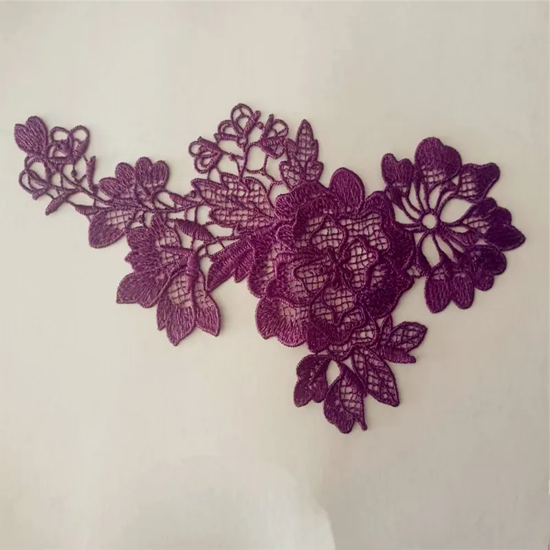 بقع تطريز أرجوانية لامعة من الدانتيل ، خياطة متدرجة مجوفة ، ملابس مزخرفة بالدانتيل من البندقية ، 12 × 18 ، 10 لكل قطعة #4