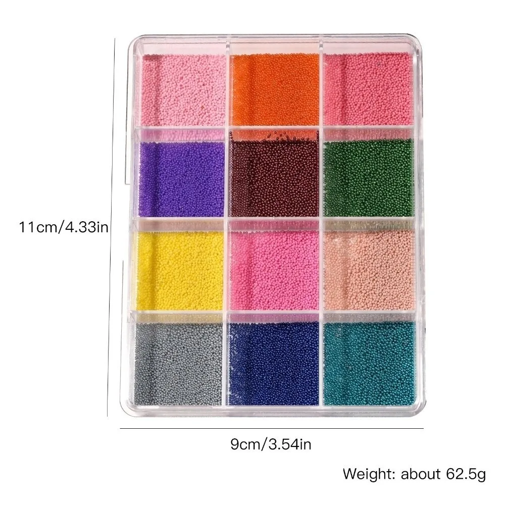 New 12 Grids/Box Nail Art Beads Kit Colorful Mini Nail Art Glitter Set DIY Dopamine Nail Charms Decorations Nail Decoration