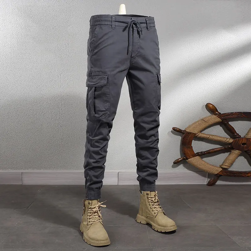 Pantalones vaqueros holgados de pierna ancha para Hombre, Pantalón Cargo informal, color verde militar y caqui, estilo Hip Hop, moda urbana