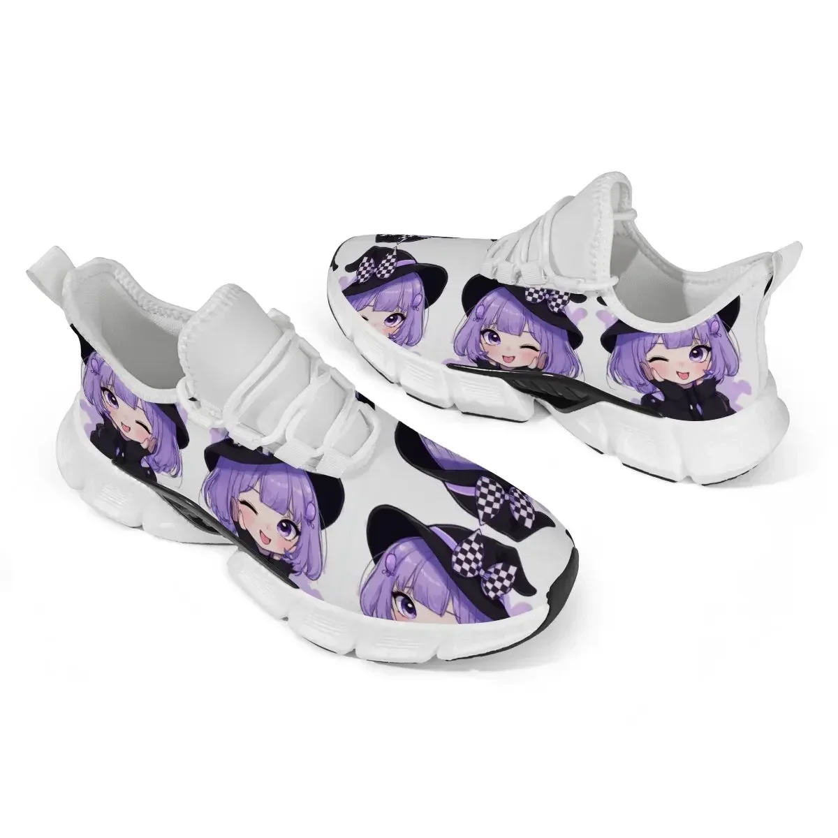 

New Low-top Sports Shoes Mesh Couple Style Rabbit Pattern Breathable Laced Two-color Hollowed-out Sole Casual Flat Shoes